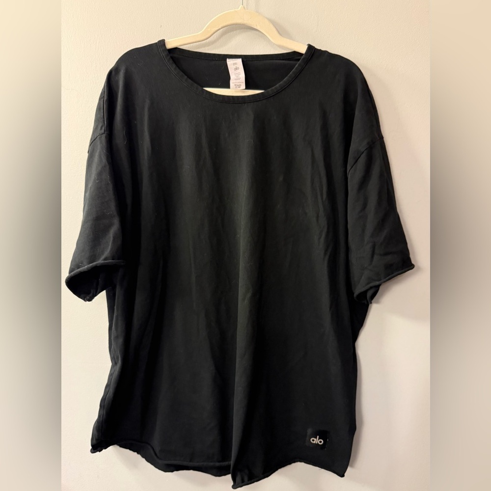 ALO Yoga Men's Crewneck Society Black T-Shirt Size 2XL Comfy, Gym.